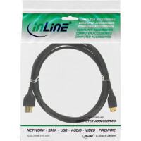 InLine® HDMI Mini Super Slim Cable with Ethernet Type A to C male black gold plated 0.5m