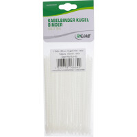 InLine® Ball cable ties white length 150mm 100pcs