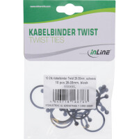 InLine® Twist Ties 26 - 30mm black 10pcs