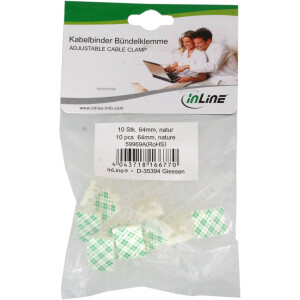 InLine® Kabelbinder Bündelklemme 64mm, natur, 10 Stück