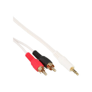 InLine® 2x RCA Cable male / 3.5mm male white/gold 7.5m