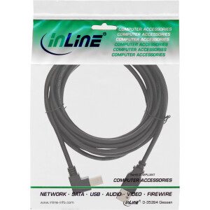 InLine® USB 2.0 Cable down angled Type A male / B male, black, 2m