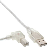 InLine® USB 2.0 Cable left angled Type A male / B male transparent 0.5m