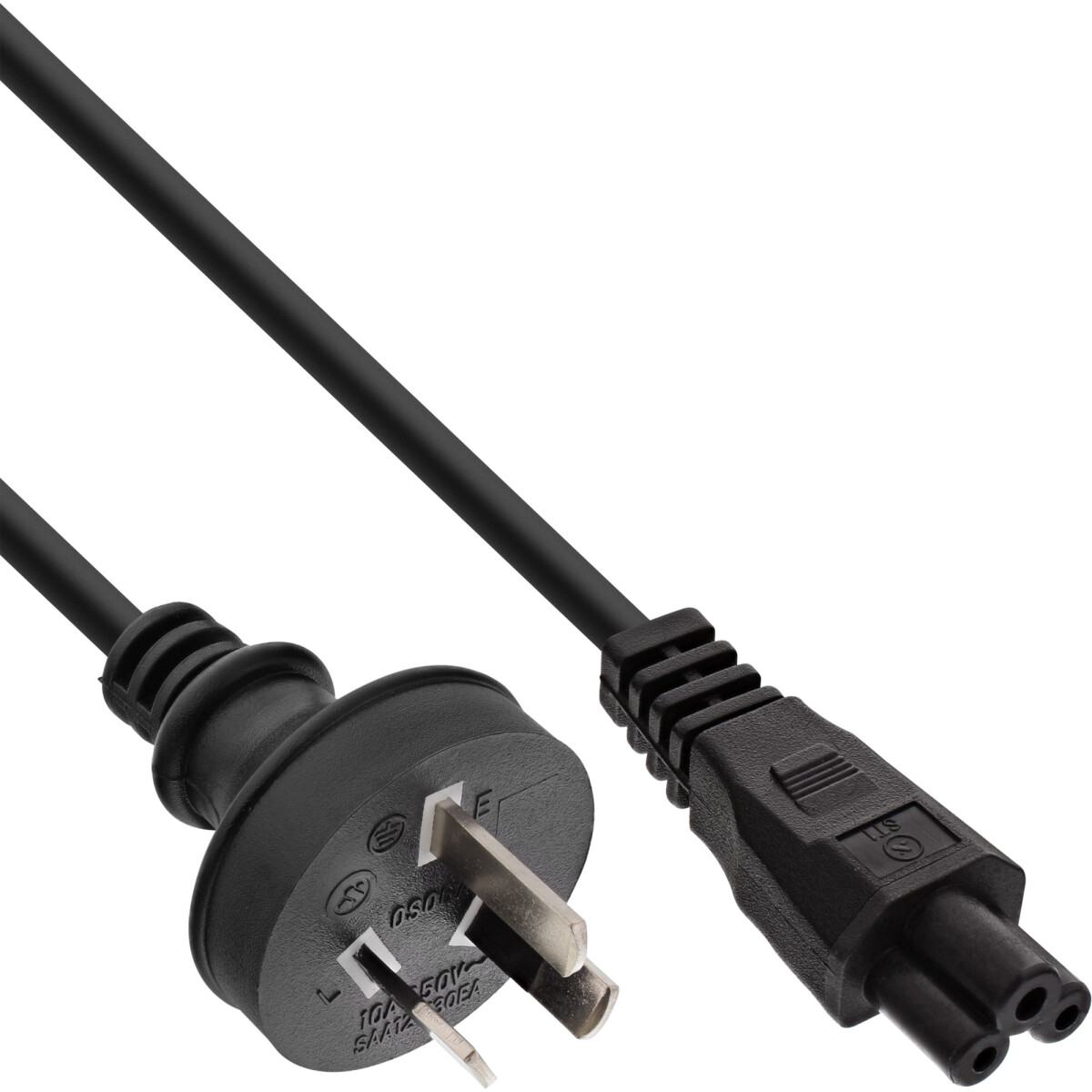 InLine® power cable Australia, for notebook, black, 2m