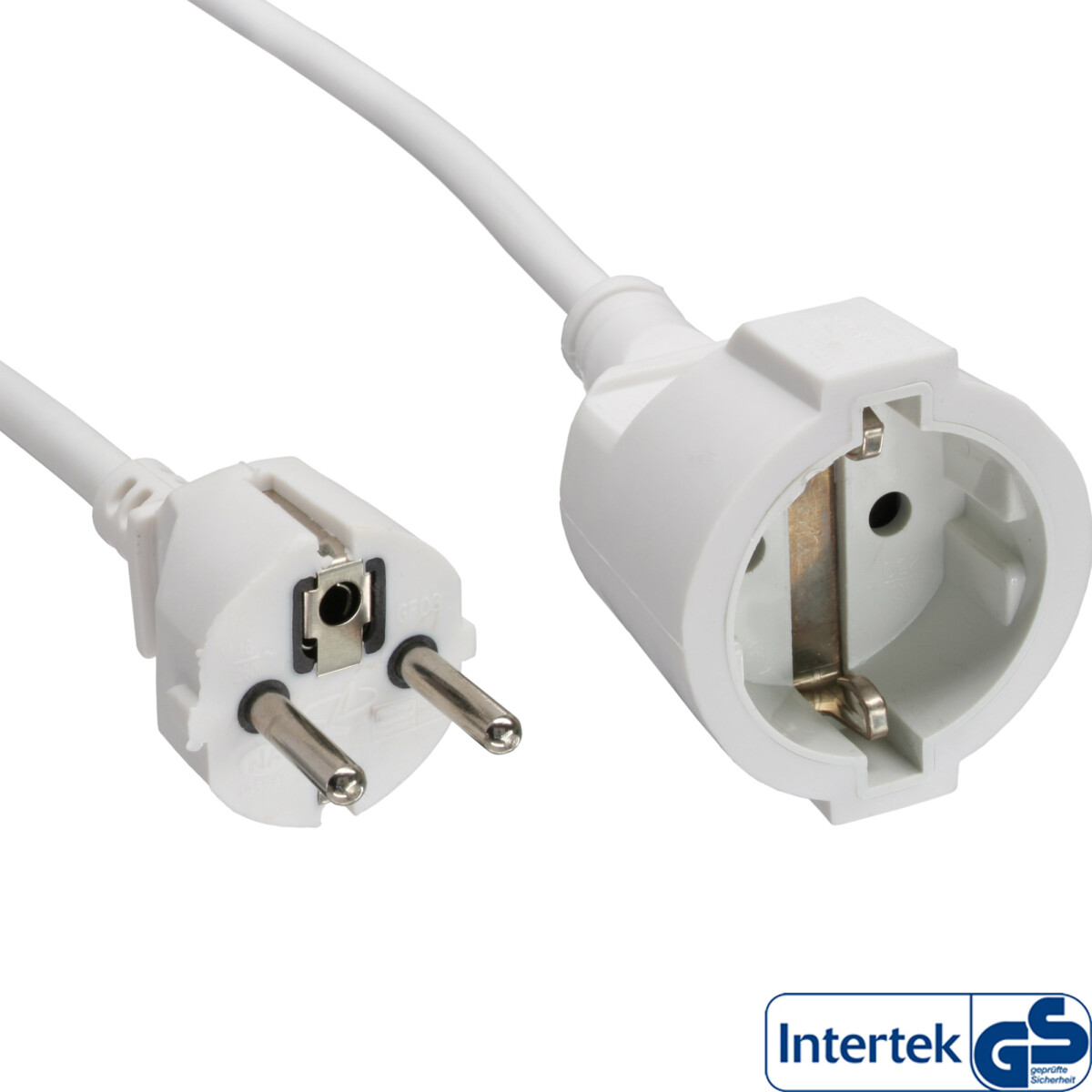 InLine® Power extension cable, white, 2m