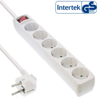 InLine® Socket strip, 6-way earth contact CEE 7/3, white, 5m