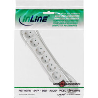 InLine® Socket strip, 6-way earth contact CEE 7/3, white, 5m