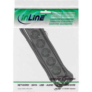 InLine® Socket strip, 6-way earth contact CEE 7/3, black, 5m