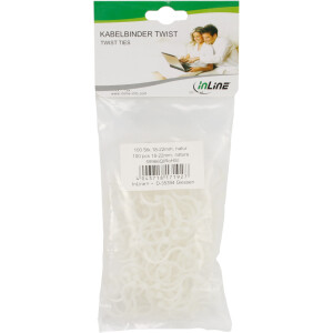 InLine® Cable Ties Twist Ties 18 - 22mm white 100 pcs.