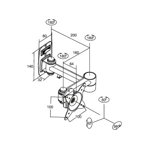 InLine® Wall Bracket for TFT up to 68cm 27" max. 15kg two-piece arm