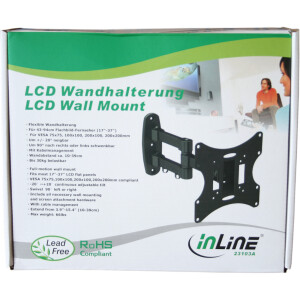 InLine® Wandhalterung für TFT/LCD/LED/Plasma, 58-107cm (23-42"), max. 30kg