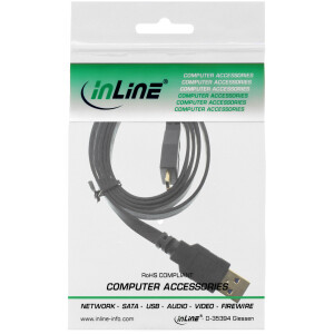 InLine® USB 3.0 Flachkabel, A an Micro B, schwarz, 1m