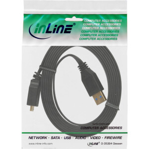 InLine® USB 3.0 Flat Cable Type A male to Micro B male black 1.5m