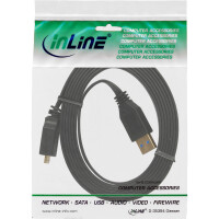 InLine® USB 3.0 Flachkabel, A an Micro B, schwarz, 1,5m