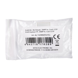 InLine® Keystone RJ45 Buchse / Buchse Einsatz, SNAP-In, Cat.6, STP, bulk