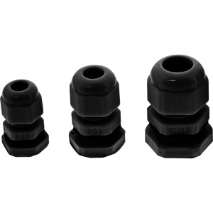 InLine® Kabeldurchführung PG 7 Nylon IP68 3,5-6mm, schwarz, 10 Stück