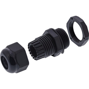 InLine® Kabeldurchführung PG 9 Nylon IP68 4-8mm, schwarz, 10 Stück