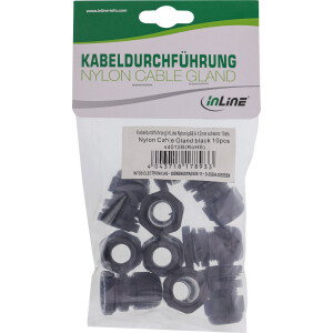 InLine® Kabeldurchführung PG 13.5 Nylon IP68 6-12mm, schwarz, 10 Stück