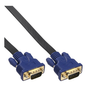 InLine® S-VGA Flat Cable 15 HD male to male black 10m