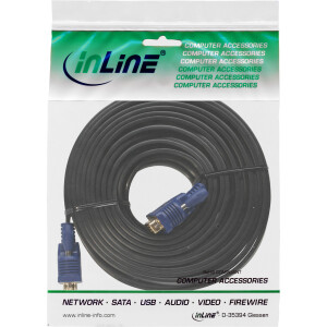 InLine® S-VGA Flat Cable 15 HD male to male black 10m