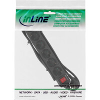 InLine® Socket strip, 6-way earth contact CEE 7/3, black, 5m