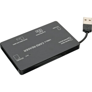 InLine® Card Reader USB 2.0 all Cards in one device pocket version black