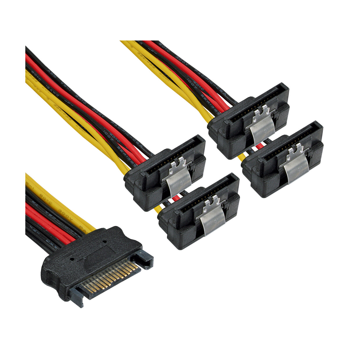 InLine® SATA Power 1 to 4 Cable female / 4x SATA male...