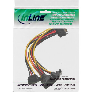 InLine® SATA Strom-Y-Kabel, SATA BU/4x SATA ST gew., m. Laschen, 0,15m