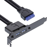 InLine® Slot Bracket 2x USB 3.0 A female / internal mainboard plug 0.5m