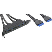 InLine® Slot Bracket 4x USB 3.0 A female to internal mainboard plug 0.5m