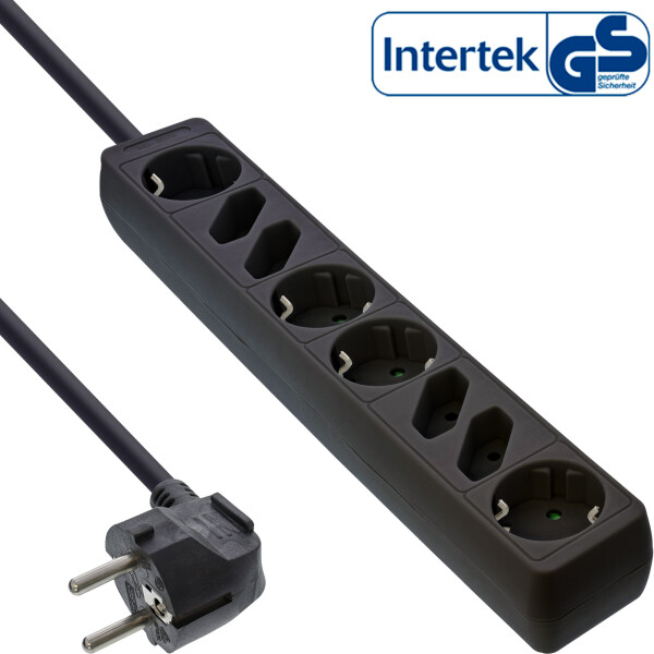 InLine® Power Strip 8 Port 4x Type F German + 4x Euro black 1.5m