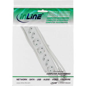 InLine® Power Strip 8 Port 4x Type F German + 4x Euro with child safety white 3m