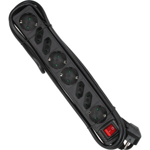 InLine® Power Strip 8 Port 4x Type F German + 4x Euro with switch black 3m