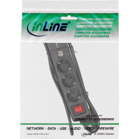 InLine® Power Strip 3 Port + 2xUSB 3x Type F German + 2x USB2 + switch black 1.5m