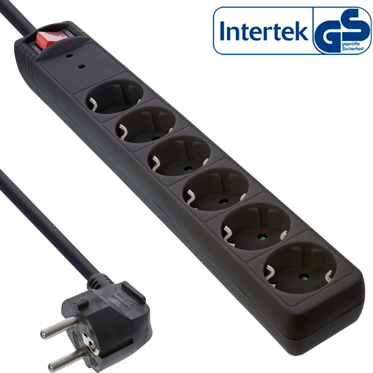 InLine® Socket strip CEE 7/3, 6-way, overvoltage...