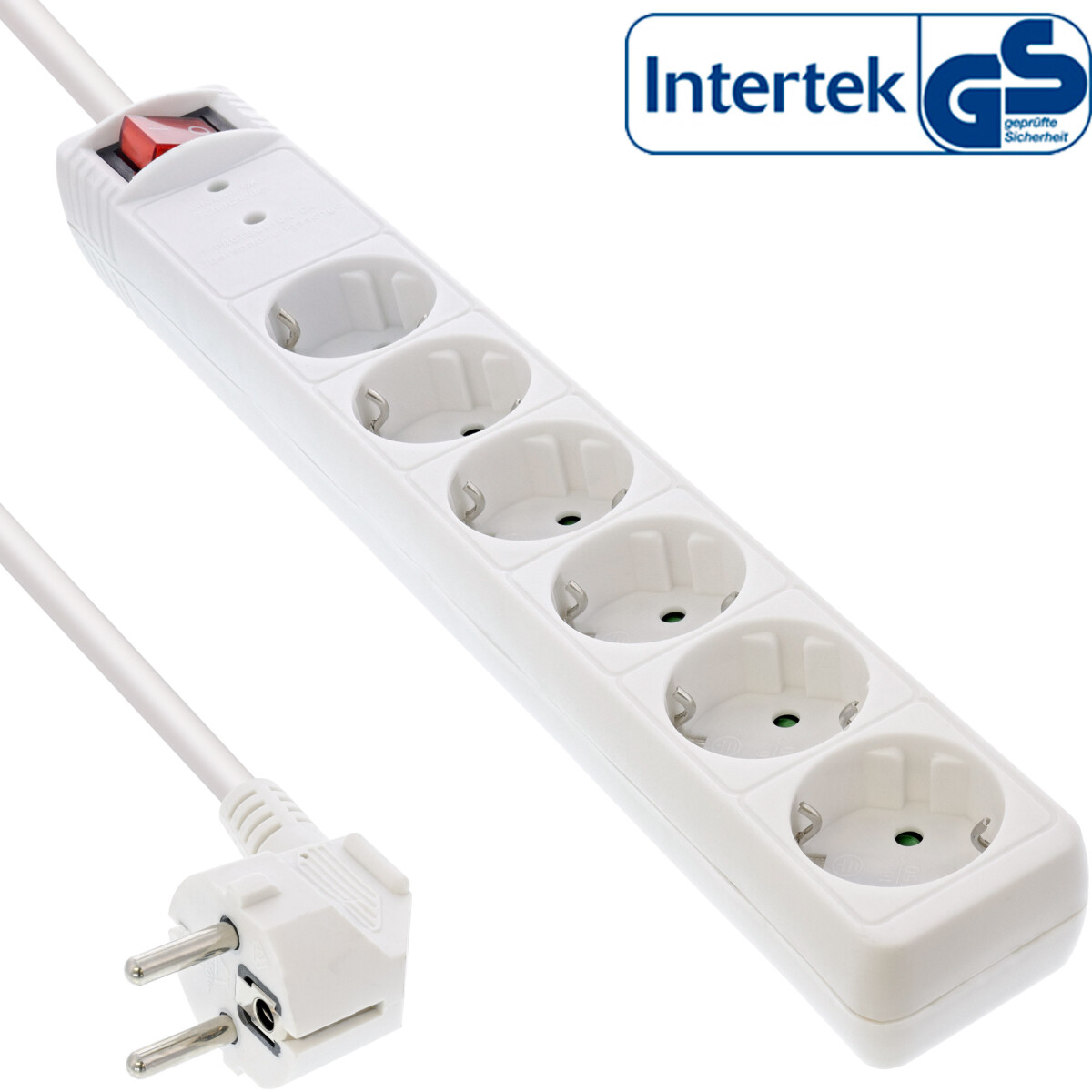 InLine® Socket strip CEE 7/3, 6-way, overvoltage...