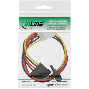 InLine® Internal Power Cable 1x 4pin Molex / 2x SATA Power 0.30m