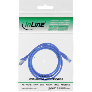 InLine® Patchkabel, S/FTP (PiMf), Cat.6A, halogenfrei, blau, 0,5m