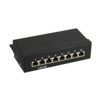 InLine® Patch Panel Cat.5e table / wall assembly 8 Port black RAL9005