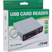 InLine® Card Reader, USB 2.0, all in 1, für 8,89cm (3,5"), mit 2 Blenden