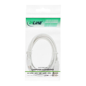 InLine® Micro-USB 2.0 Kabel, USB-A Stecker an Micro-B Stecker, weiß, 1,5m