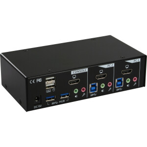 InLine® KVM Desktop Switch, 2-fach, HDMI, USB 3.0 Hub, mit Audio