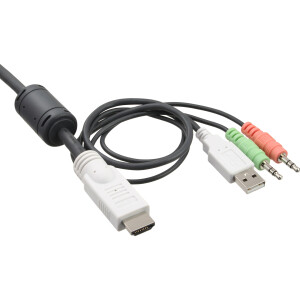 InLine® KVM Switch, 2-fach, HDMI, USB, mit Audio, integr. Kabel