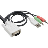 InLine® KVM Switch, 2-fach, VGA, USB, mit Audio, integr. Kabel