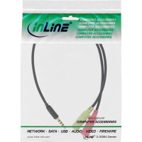 InLine® Headset Adapterkabel, 3,5mm Stecker an 2x3,5mm Buchse, schwarz, 0,15m