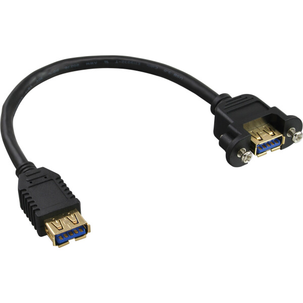 InLine® USB 3.0 Adapter Cable Type A female to Chassis Connector Type A gold plated 0.2m