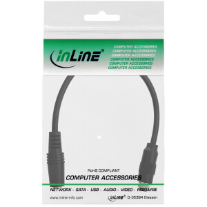 InLine® Audio Adapterkabel zum Einbau 1x mit Gewinde, 3,5mm Stereo BU/BU, 0,2m