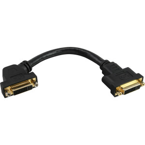 InLine® DVI-I Adapter Cable 24+5 DVI female / female with flange 0.2m