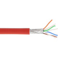 InLine® Patchkabel, S/FTP (PiMf), Cat.6A, 500MHz, halogenfrei, Kupfer, rot, 100m