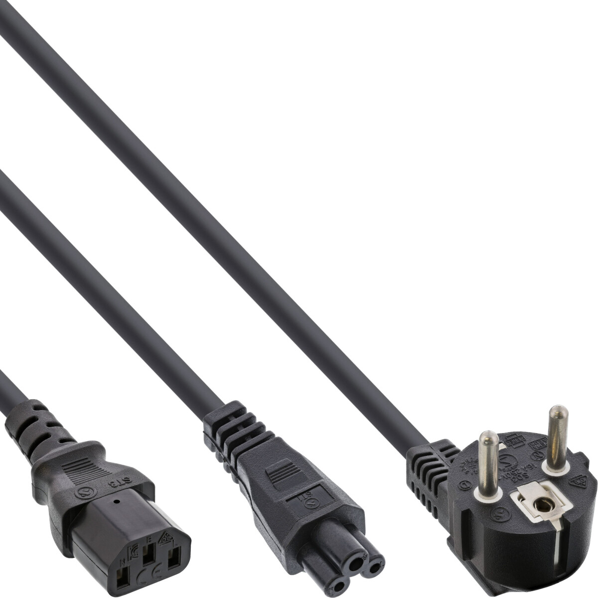 InLine® Y-power cable CEE 7/7 male angled / 3pin IEC...